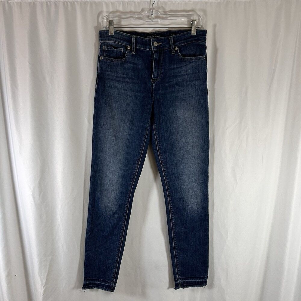 Lucky Brand Ava Skinny Jeans Women's 6 28 Dark Wash Blue Mid Rise Raw Hem